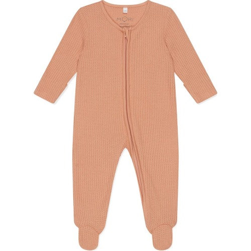 Baby Clever Zip Waffle Fitted One-Piece Footie, 0-3M, Peach