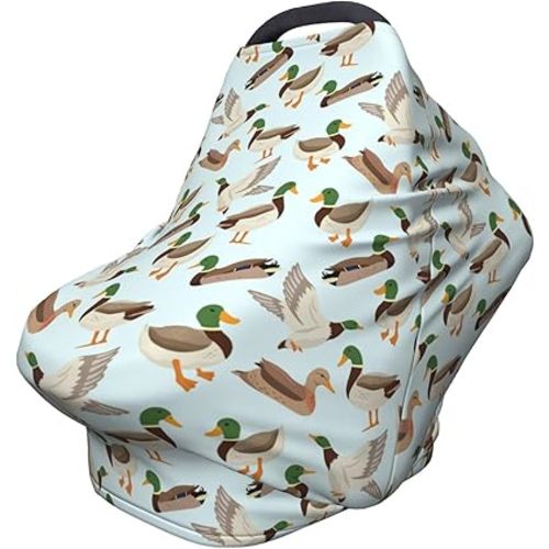 Cute Mallard Duck Baby Stuff Car Seat Covers Baby Multi-Use Car Seat Canopy Carrier Cover, Breathable Breastfeeding Cover Boys & Girls