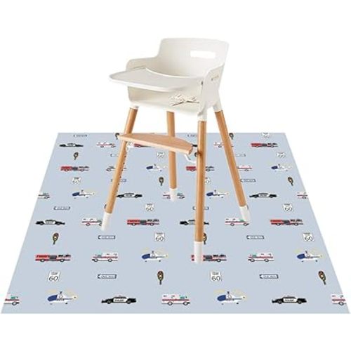 Baby Splat Floor Mat for Under High Chair/Arts/Crafts by CLCROBD, 51" Waterproof Anti-Slip Food Splash Spill Mess Mat, Washable Floor Protector Mat and Table Cloth