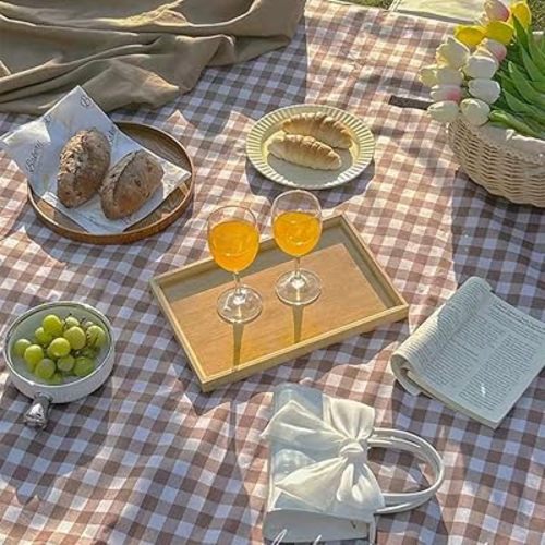 Outdoor Picnic Blanket, Foldable Waterproof Sand Beach Mat,Large 80x60in Beach Camping Hiking Travel Family Concerts Portable Beach Blankets (Brown)