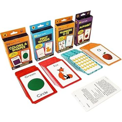 Carson Dellosa Toddler Flash Cards 4 Pack, Alphabet Flash Cards, Sight Word Flash Cards, Colors & Shapes Flash Cards, Number Flash Cards, Math & Phonics Kindergarten - Preschool Learning Activities 4+