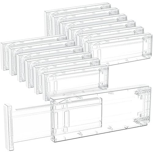 Lifewit Clear Drawer Dividers Adjustable Clothes Drawer Organizers, Expandable Drawer Separators, 12 Pack, 4" High/11-17 Long
