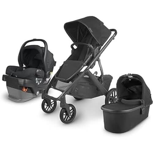 UPPAbaby Travel System, includes Vista V2 Stroller + Mesa V2 Car Seat Combo/Bassinet, Toddler Seat, Rain Shield, Storage Bag, Car Seat, Base + Robust Infant Insert Included/Jake (Charcoal)