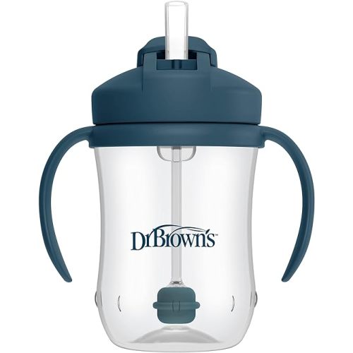 Dr. Brown's Milestones, Baby's First Straw Cup Sippy Cup with Straw, 6m+, 9oz/270ml, Dark Blue, BPA Free