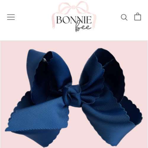 Denim Blue Scallop Edge Grosgrain Bow