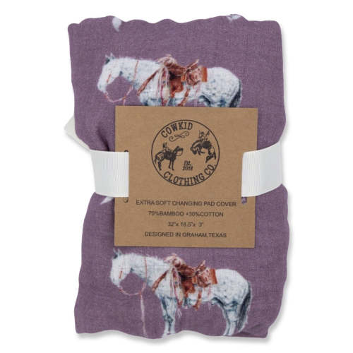 Mauve Ranch Horse Bamboo Muslin Changing Pad Cover