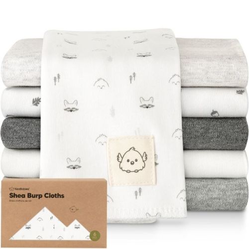 KeaBabies 6pk Shea Baby Burp Cloths for Baby Boys and Girls, 100% Organic Cotton Burping Cloths for Babies, Newborn (Neutrals)