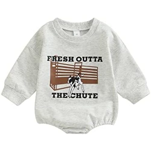 Hnyenmcko Western Baby Boy Girls Clothes Newborn Infant Cow Print Sweatshirt Romper Oversized Long Sleeve Bodysuit