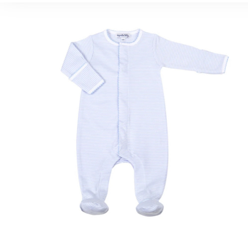Mini Stripes Footie - Blue