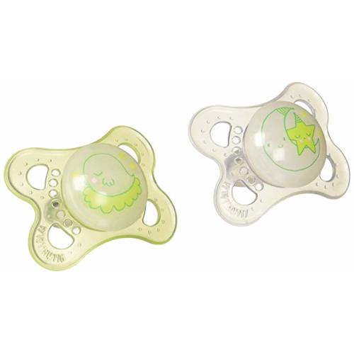 MAM Night Pacifiers (2 Pacifiers & Sterilizing Box), MAM Pacifiers 0-6 Months, Best Pacifier for Breastfed Babies, Unisex, Glow in the Dark Pacifier