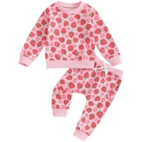 WZTYYDS Toddler Baby Girl Clothes 6 12 18 24 Months Fall Outfits Long Sleeves Sweatshirt Tops Pants Set 1-5T