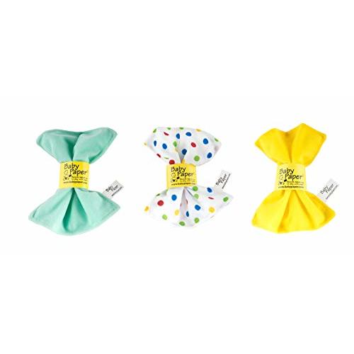 Baby Paper Original Crinkle Sensory Toy | Triangle, Yellow, Blue 3-Pack | Bright Colors, Washable, and Non-Toxic Crinkle Paper for Babies | Perfect Bow Gift Topper Reusable as a Crinkle Toy
