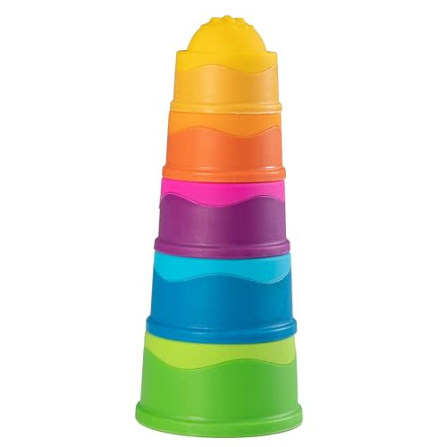 Fat Brain Toys Dimpl Stack Popping Stack & Nest Baby Toy, Sensory Toys for Babies 6 Months+, Fidget Toys for Toddlers