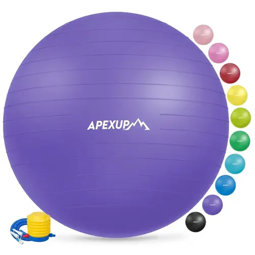 APEXUP Yoga & Pilates Ball - Anti Slip Heavy Duty Gym Ball for Fitness, Balance & Core Workout