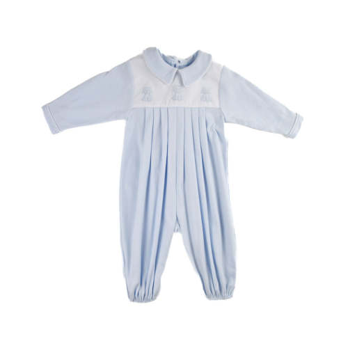 Knit Longall - Blue with Embroidered Puppies