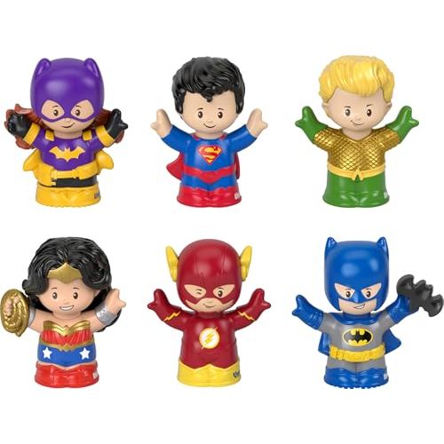 Fisher-Price Little People Toddler Toys DC Super Friends Crime-Fighting Figure Pack Set of 6 Characters for Pretend Play Ages 18+ Months