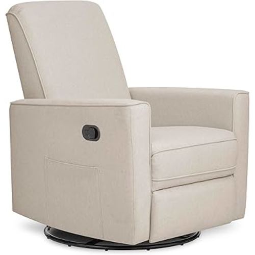 Evolur Raleigh Glider in Light Sand, Upholstered Plush Seating 360° Swivel Glider Rocking Chair, FSC Certified, Greenguard Gold & JPMA Certified Nursery Glider Recliner