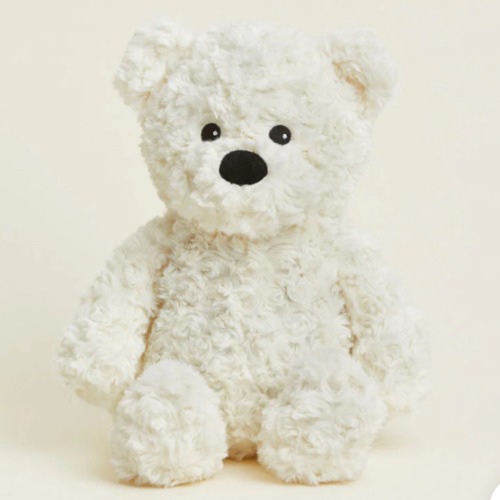 Warmies Cream Curly Bear Stuffed Animals | Weighted Bear Plush