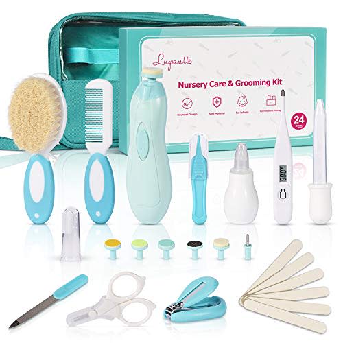 Baby Healthcare and Grooming Kit, 24 in 1 Baby Electric Nail Trimmer Set, Lupantte Nursery Care Kit, Toddler Nail Clippers, Medicine Dispenser, Infant Comb, Brush, etc.