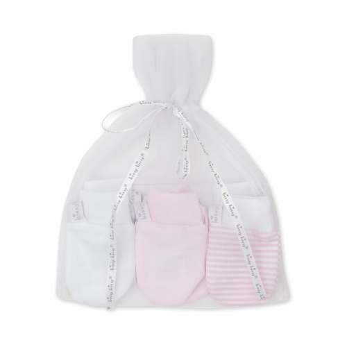 Simple Stripes 3 Pack Pink Mittens Set w/ Tulle Bag