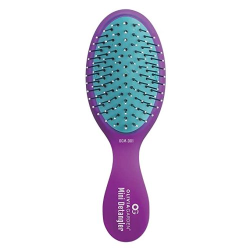 Olivia Garden OG Brush Detangler, removable cushion for easy cleaning, scalp hugging for scalp massage and custom bristles to detangle based on hair type, for wet or dry hair, women, men and children - Mini Detangler (OGM-D01) - Purple