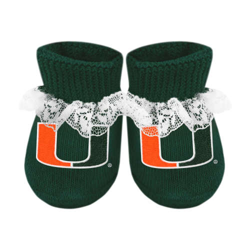 Miami Hurricanes Lace Booties | College Baby