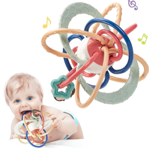 hahaland Baby Teething Toys for Babies, Newborn Infant Baby Toys 0-3 3-6 Months, Baby Teether Rattles for Baby, Baby Boy Girl Shower Gifts, 4 Textures for 0 Months+