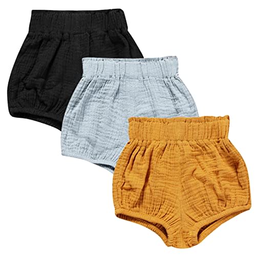 3PC Shorts Set Newborn Baby Girls Boys Pants Cotton Linen Blend Cute Floral Bloomers Triangle Shorts