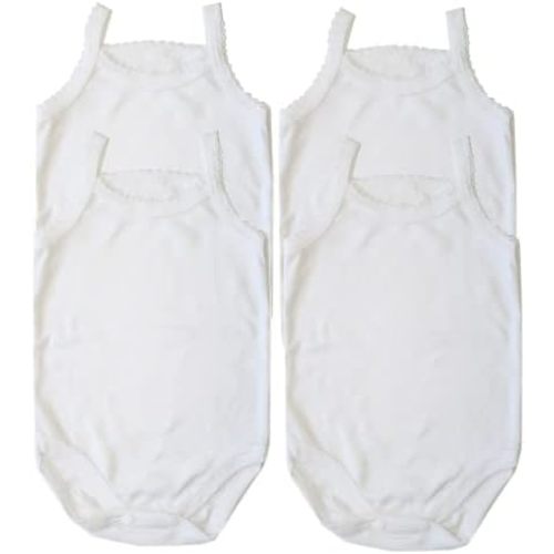 B-One Kids Baby Girls' Camisole Bodysuit 100% Cotton Super Soft 4-Pack