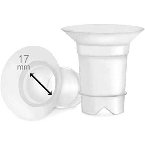 Maymom Flange Inserts 17 mm for Medela, Spectra 24 mm Shields/Flanges, Momcozy/Willow Wearable Cup. Compatible with Medela Freestyle, Harmony to Reduce 24mm Nipple Tunnel Down to 17 mm; 2pc/Each