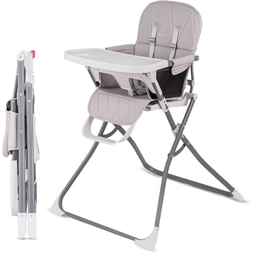 Slim Foldable High Chair for Babies and Toddlers | Five Point Safety Belt | Collapsible High Chair | Easy Clean HighChair | Highchairs for Babies and Toddlers | Silla de Comer para Bebe