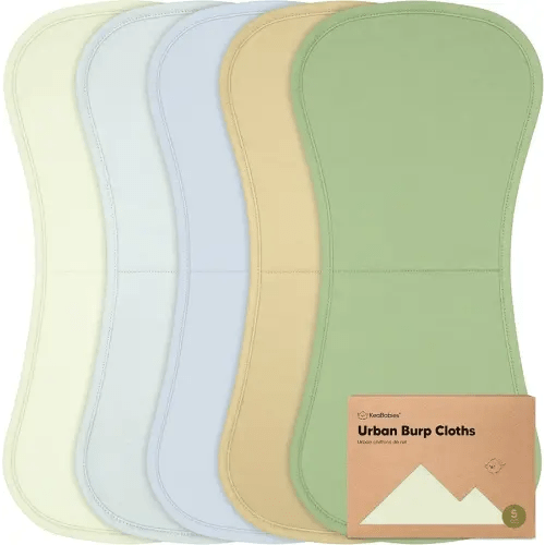 Organic Burp Cloths Baby Boy & Girl - 5-Pack Super Absorbent Cotton Burping Cloths for Babies, Soft & Plush Newborn Spit Up Rags, Infant Towels for Milk Spit Up, Unisex, Large 21" x 10" (Dew)