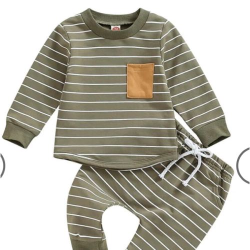 Little Boy Striped Sweatshirt 2-Piece Outfit Set – The Trendy Toddlers