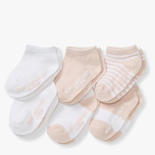 Burt's Bees Baby Socks Soft Organic Cotton, 6 Packs with Non-Slip Grips for Babies
