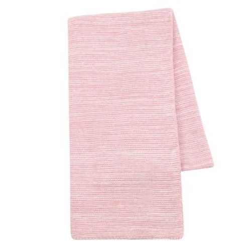 Lambs & Ivy Signature Pink/white 100% Cotton Marl Textured Knit Baby Blanket