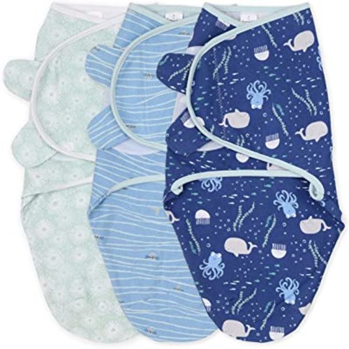 The Peanutshell Baby Swaddle Set for Boys or Girls - Unisex 3 Pack - Nautical Theme (Medium/Large - 3-6 Months)
