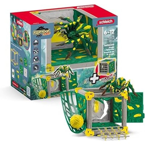 Schleich Eldrador Creatures - 28 PC Jungle Battle Cave with Spider Toy Playset - Tarantula Figurine for Boys and Girls with Expandable Fortress - Interactive, Imaginative Play for Kids Ages 7+ | 42678