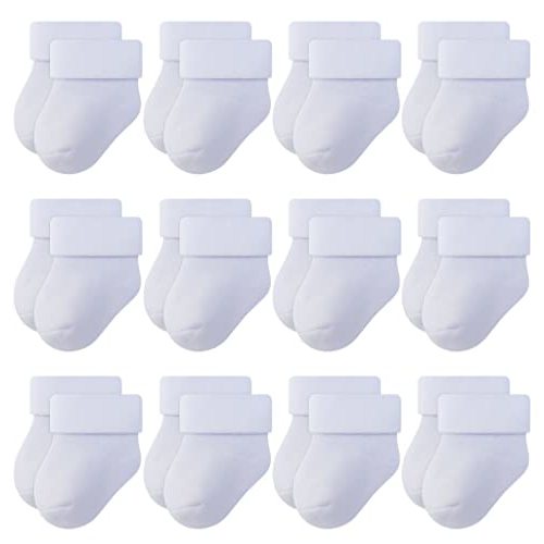 RATIVE Newborn Baby Socks 0-6,6-12 Months Thick Terry Turn Cuff Socks for Unisex Boys Girls