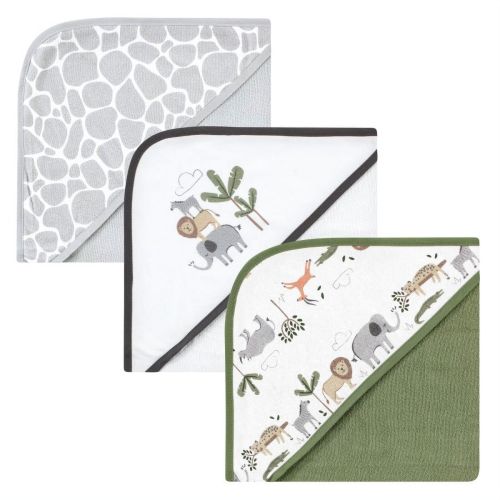 Hudson Baby Unisex Cotton Rich Hooded Towels, Safari Life, One Size