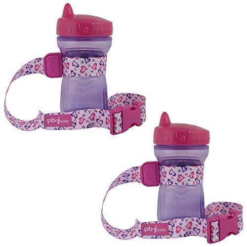PBnJ Baby SippyPal Sippy Cup Holder Strap Leash Tether (Hearts 2-Pack)