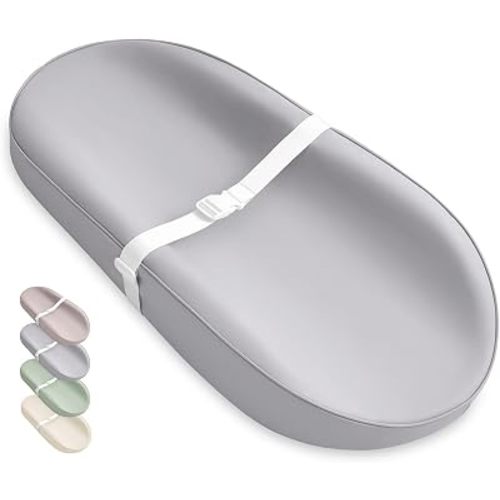 Blissful Diary Vegan Leather Baby Changing Pad with Waterproof & Wipe-Clean PU Cover, Avocado Size Cozy Diaper Changing Pad for Dresser and Table, Light Gray