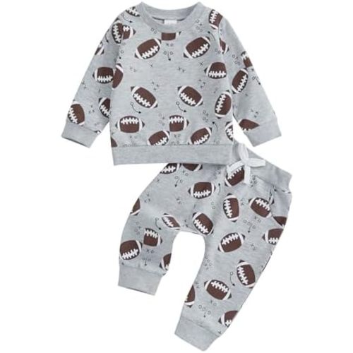 Toddler Baby Boy Girl Clothes Football Print Long Sleeve Sweatshirt Pockets Pants Outfits Infant Fall Winter Clothes