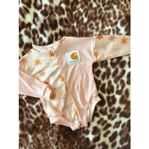 Patched carhartt romper/ toddler clothing/ baby clothing/western / boho / trendy / sparkle/ handmade/ custom baby clothes / romper /leotard