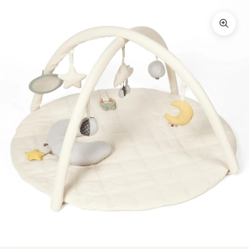 Organic Cotton Cozy Baby Playmat with Mirror, Tummy Pillow and 6 Toys