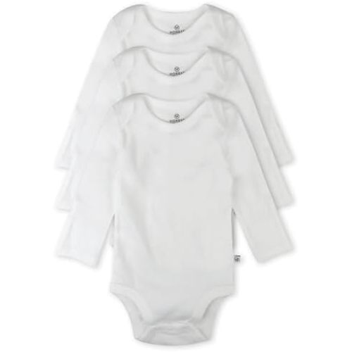 HonestBaby Baby 3-Pack Long Sleeve Bodysuits One-piece Organic Cotton for Infants