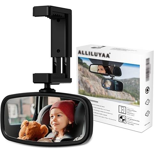 360-Degree Baby Car Mirror for Rear-Facing Seats,Kids Safety Mirror with Tool-Free Installation,Kids Rear View Mirror BPA-Free Shatterproof & ASTM Certified (Adjustable 14"-22") (1 pack)