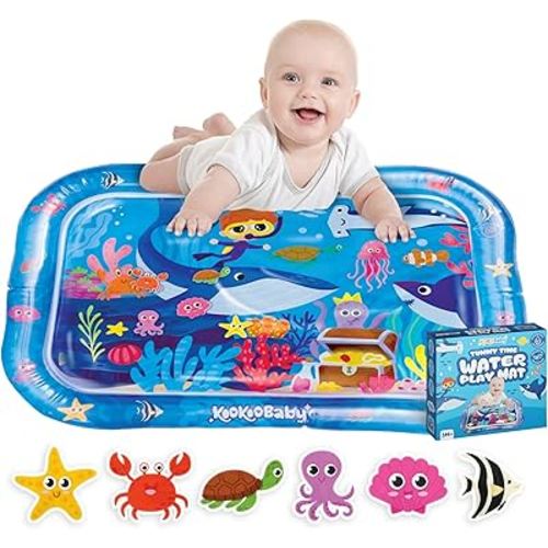 Water Tummy Time Mat for Baby - 26"x20" Large Premium Tummy Time Toys for Baby Boy or Baby Girl, Infant Water Mat for Above 3 Month, Water Play Mat for Baby, Sensory Play Mat (Blue Whale)