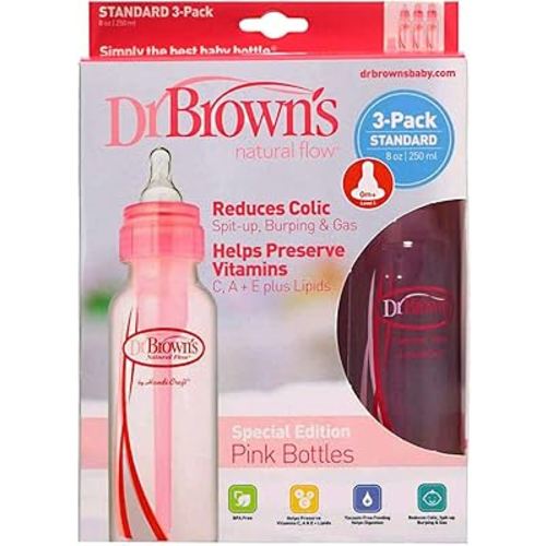 Dr Browns Natural Flow Standard Pink 4oz Bottle- 3 Pack