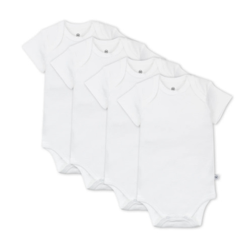 4-Pack Organic Cotton Short Sleeve Bodysuits | Honest Baby Clothing I 3-6 months - White