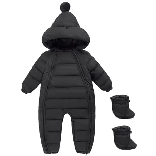 ZYXKTA Baby Snowsuit Newborn Winter Unisex Jumpsuit Infant Hooded Double Zipper Romper Girls Boys Warm Outwear